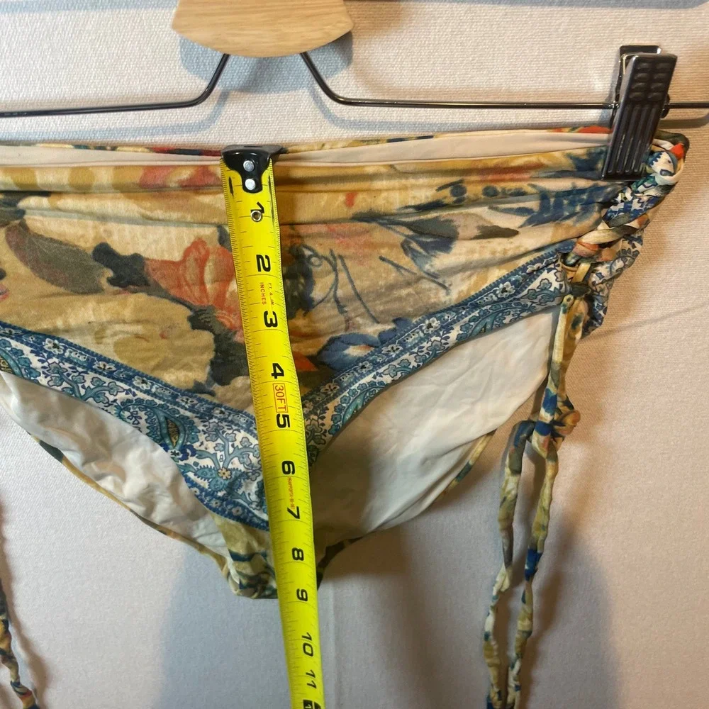 WET by Beach Rays Floral Print Bikini Bottoms Tie‎ Sides Ruched Waist - Size S